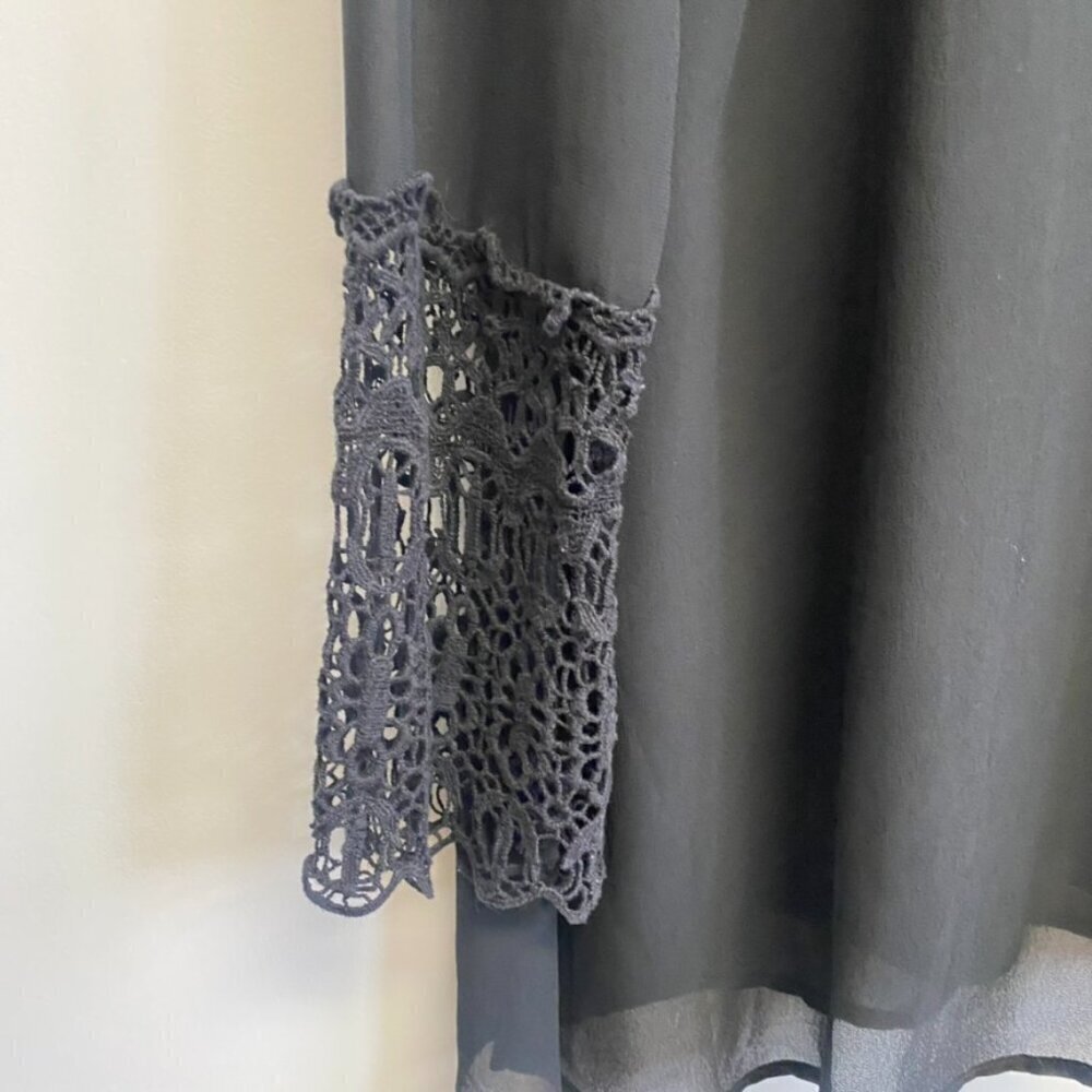 Umgee Black Bohemian Lace Sleeve Back Tie Dress - Picture 3 of 14